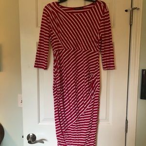 Red & White Striped Maternity Dress